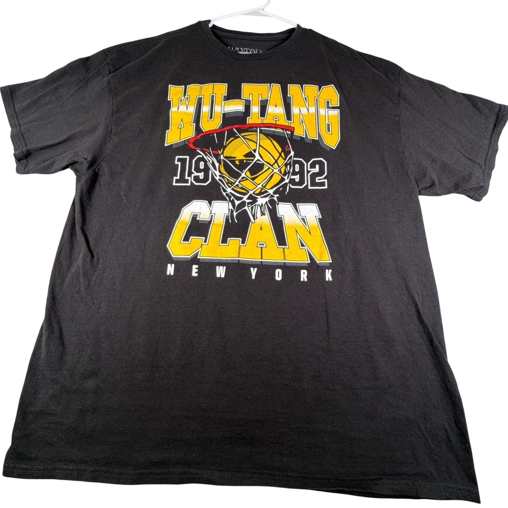 Wu-Tang Clan Mens 2XL Black Basketball Graphic T-Shirt 1992 New York Hip Hop Tee